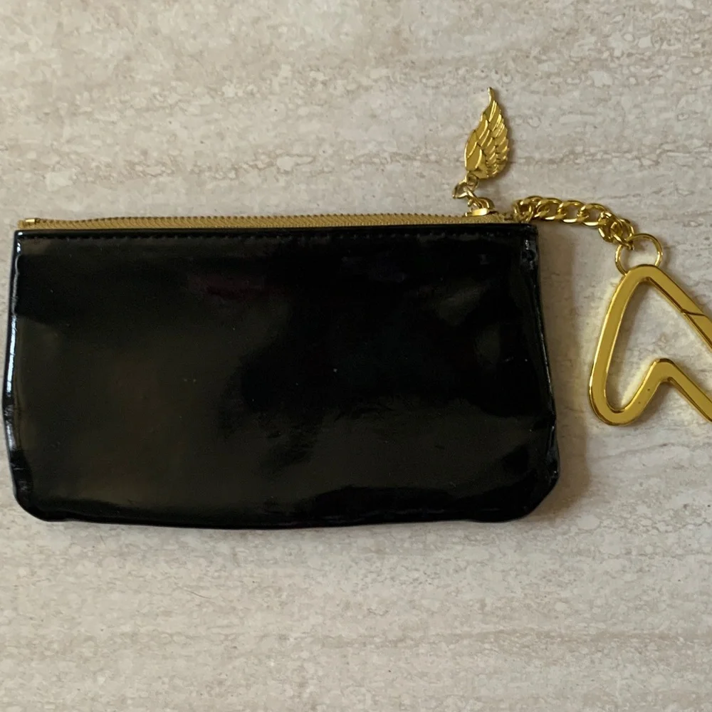 Victoria's Secret Black Patent Wristlet with Gold Charm - Picture 2 of 2